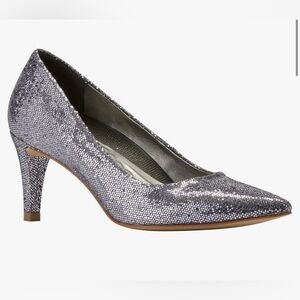 Walking Cradles Women's Sophia Pump Shoes, Pewter Sparkle Fabric, Heels US 6.5